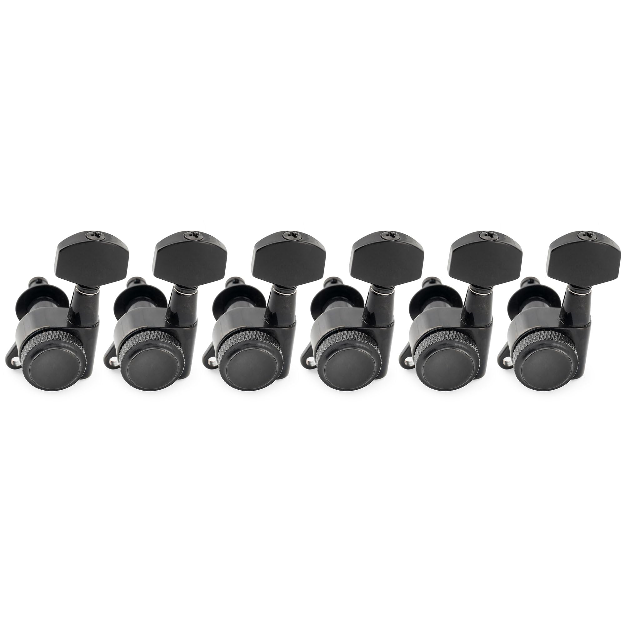

Musiclily Pro Locking Tuning Pegs with Gear Hex and Screws for and Electric Black Left-Handed 6-Piece 181 Ratio, Buttons, 45-Degree Strat,