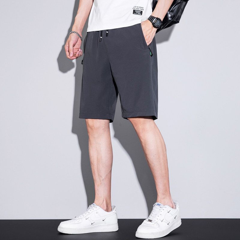 Fashionable Casual Quick-Dry Shorts for Men, Summer Elastic Waist Drawstring Trendy Versatile Sports Shorts