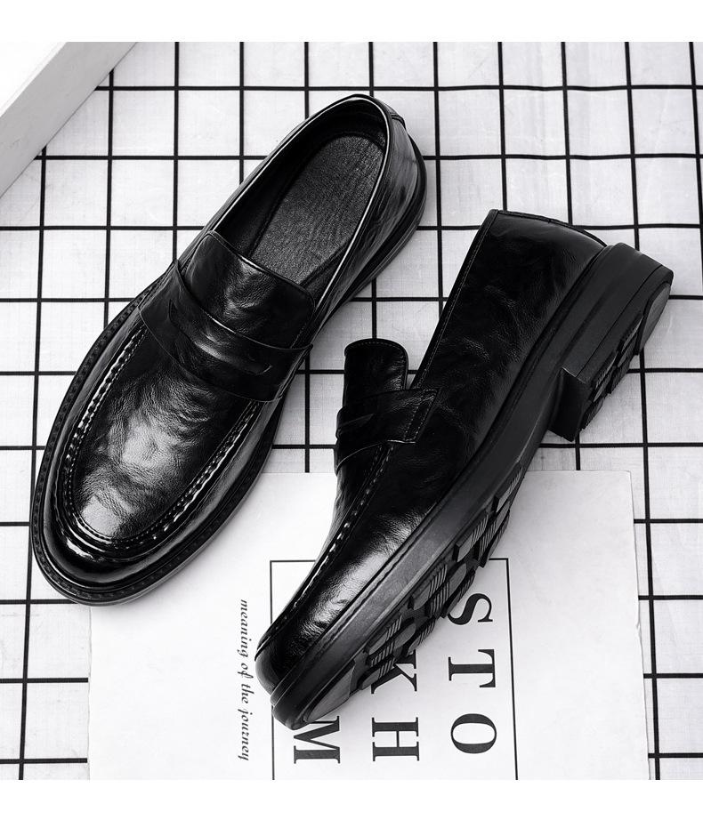 2025 New Designer Increase Leather Shoes for Men Fashion Casual Black Dress Shoes Male Spring Autumn Platform Loafers Man