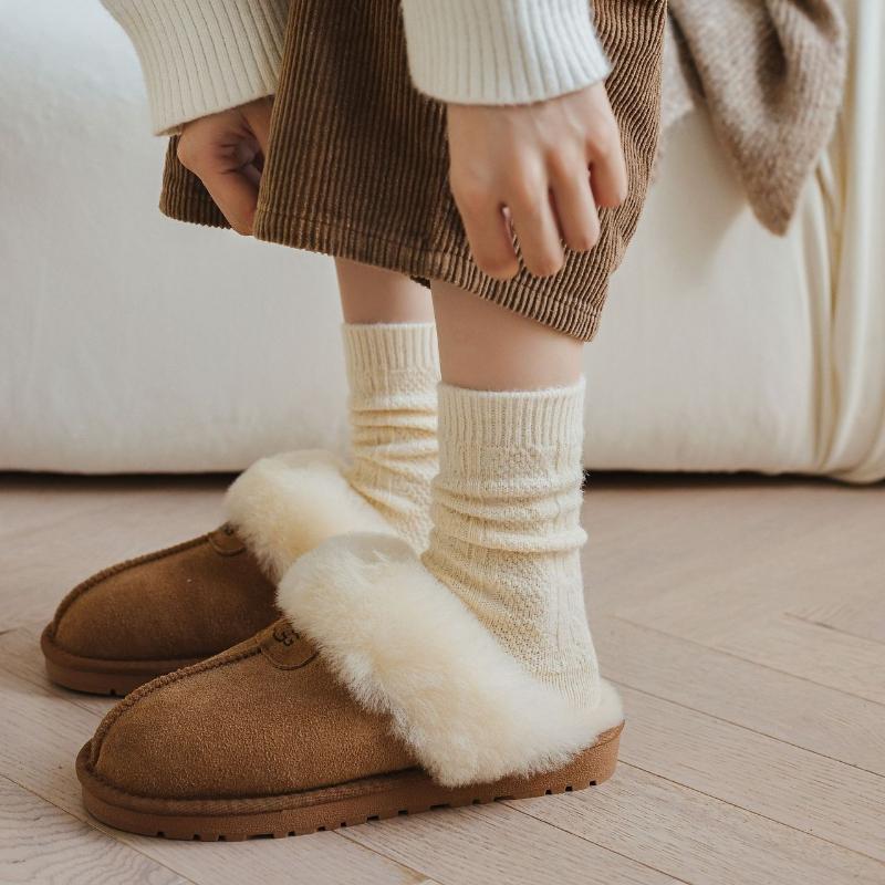 1 par de meias femininas de lã de caxemira quente para outono e inverno, meias femininas grossas, térmicas, de cor pura