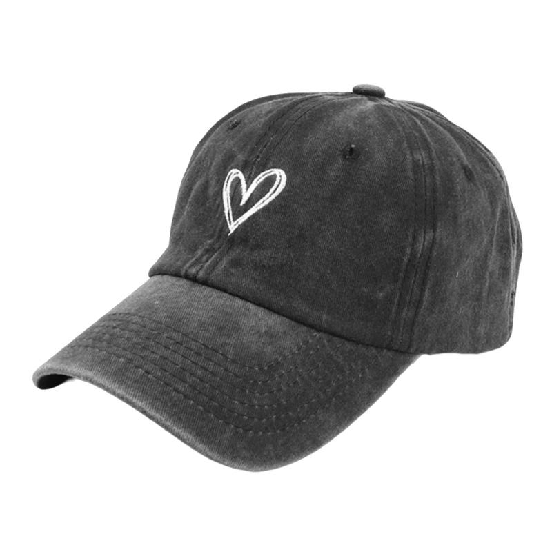 Distressed Baseball Hat for Girls Women Embroidery Heart Casual Hat for Sports Gym Mountain Camping Hat Outdoor Activity