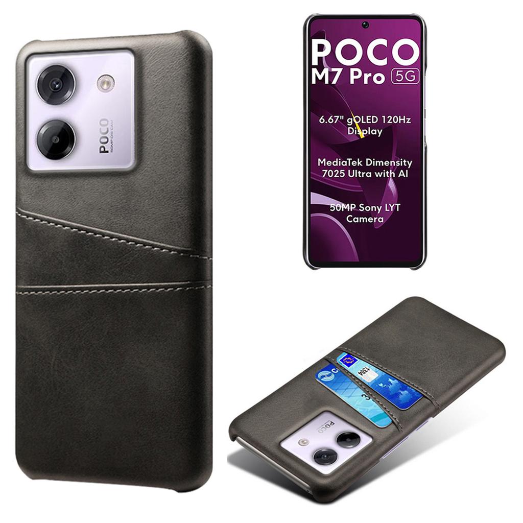 For Xiaomi Poco M7 Pro 5G Case Dual Card Slots PU Leather+Hard PC Phone Cover