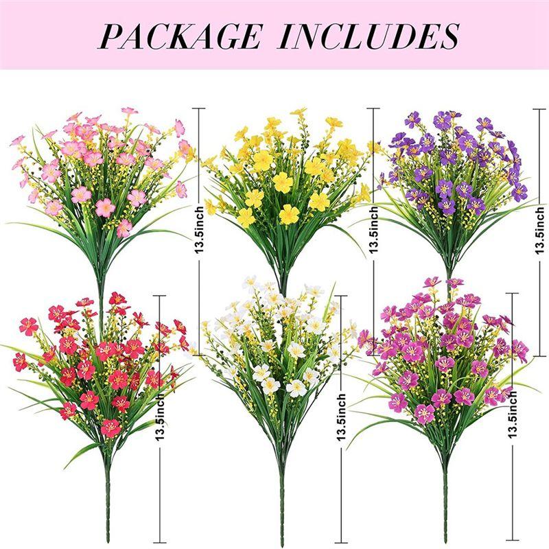 A33R-Artificial Flowers For Outdoors,6 Bundles Artificial Plants Outdoor, Fake Flowers, UV Resistant Faux Plants, Outdoor Durabl