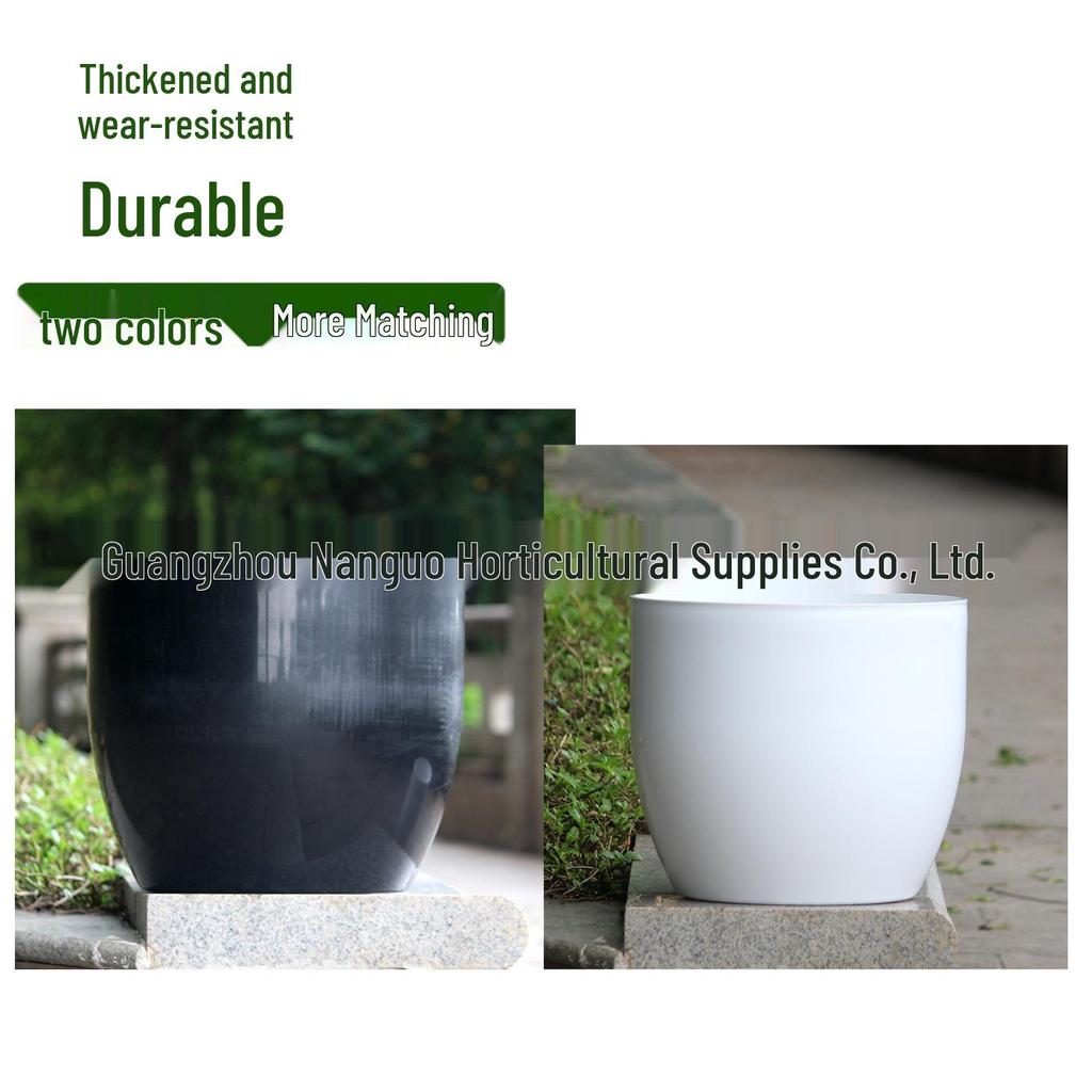Egg-Shaped Resin Flower Pot - Large White/Black for Indoor Plants