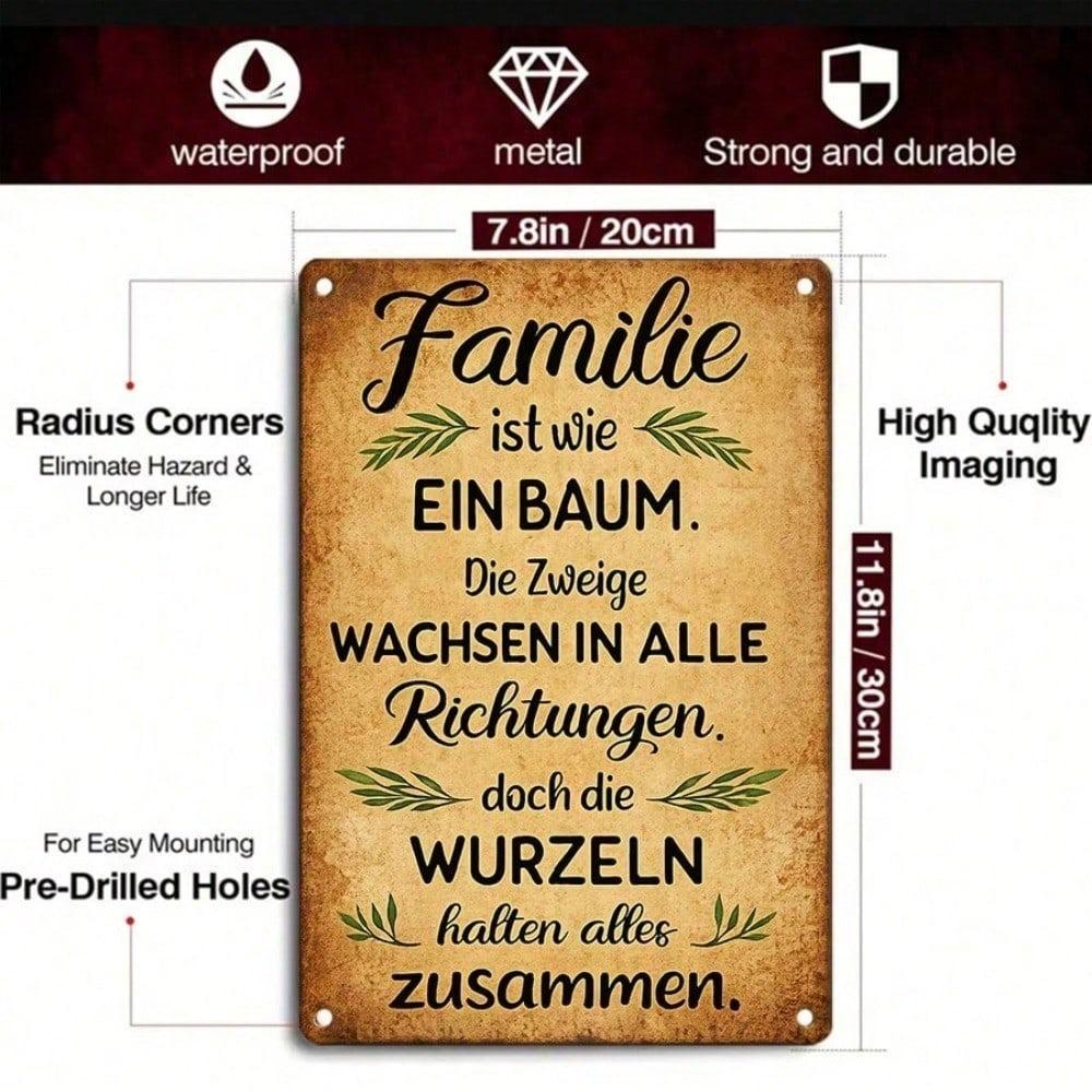1pc Vintage Metal Tin Sign Familie Ist Wie Ein Baum German Quote Wall Decor 12x8 Inch Retro Plaque