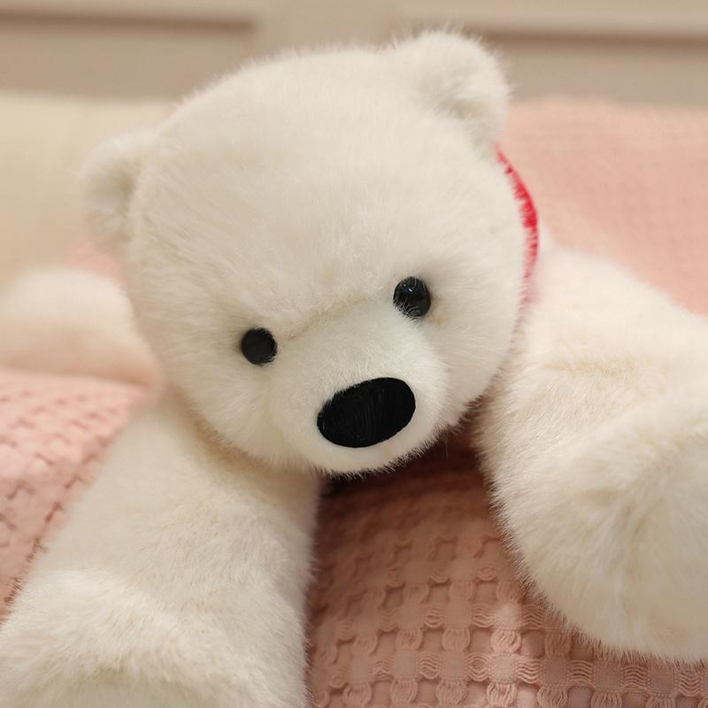 Kawaii Polar Bear Plush Toys Stuffed Soft Lying Polar Bear Pillow Toys Cute For Girls Boys Best Birthday Gifts For Women Lovers