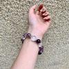 Handgemaakte Natuurlijke Amethist Armband 18 Kralen 10mm Geometrische Stijl Boho Dames Sieraden Met Witte Kristal Accenten
