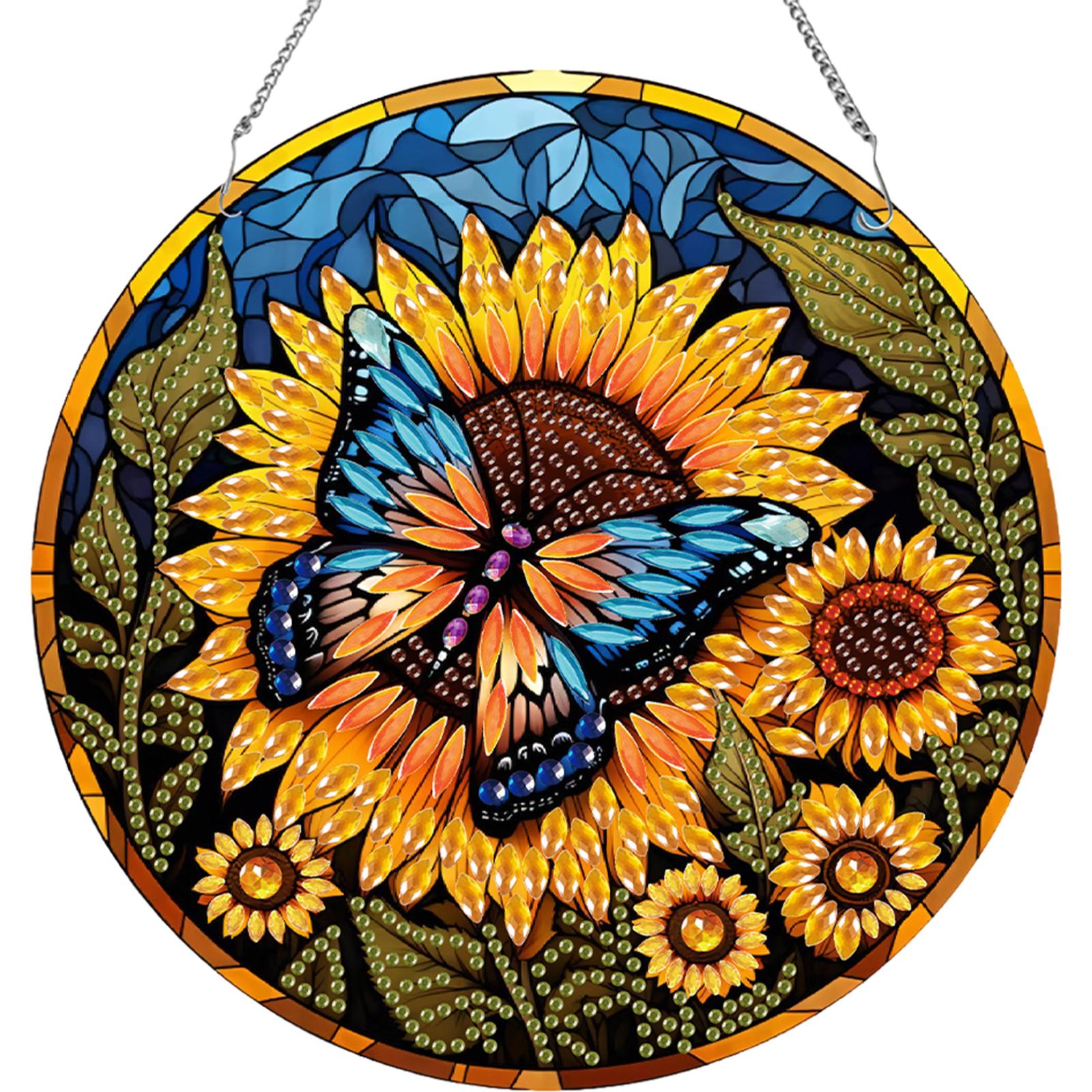 

2D/Flat DIY Diamond Painting Set Rhinestone Diamond Art Window Pendants Hanging Diamond Art Kits Wall Decor for Home & Windows