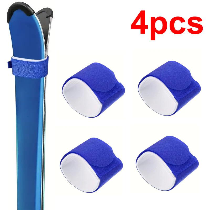

4Pcs Ski Straps - Nylon Snowboard & Sled Fixing Belts | Portable Outdoor Ski Board Accessories For Easy Transport And Storage синий
