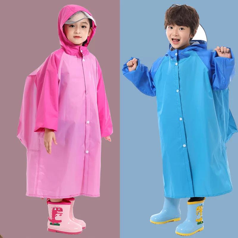 New Model Raincoat for Primary and Middle School Students, Unisex Children's One-Piece Rain Poncho, Thickened with Extended Backpack Space