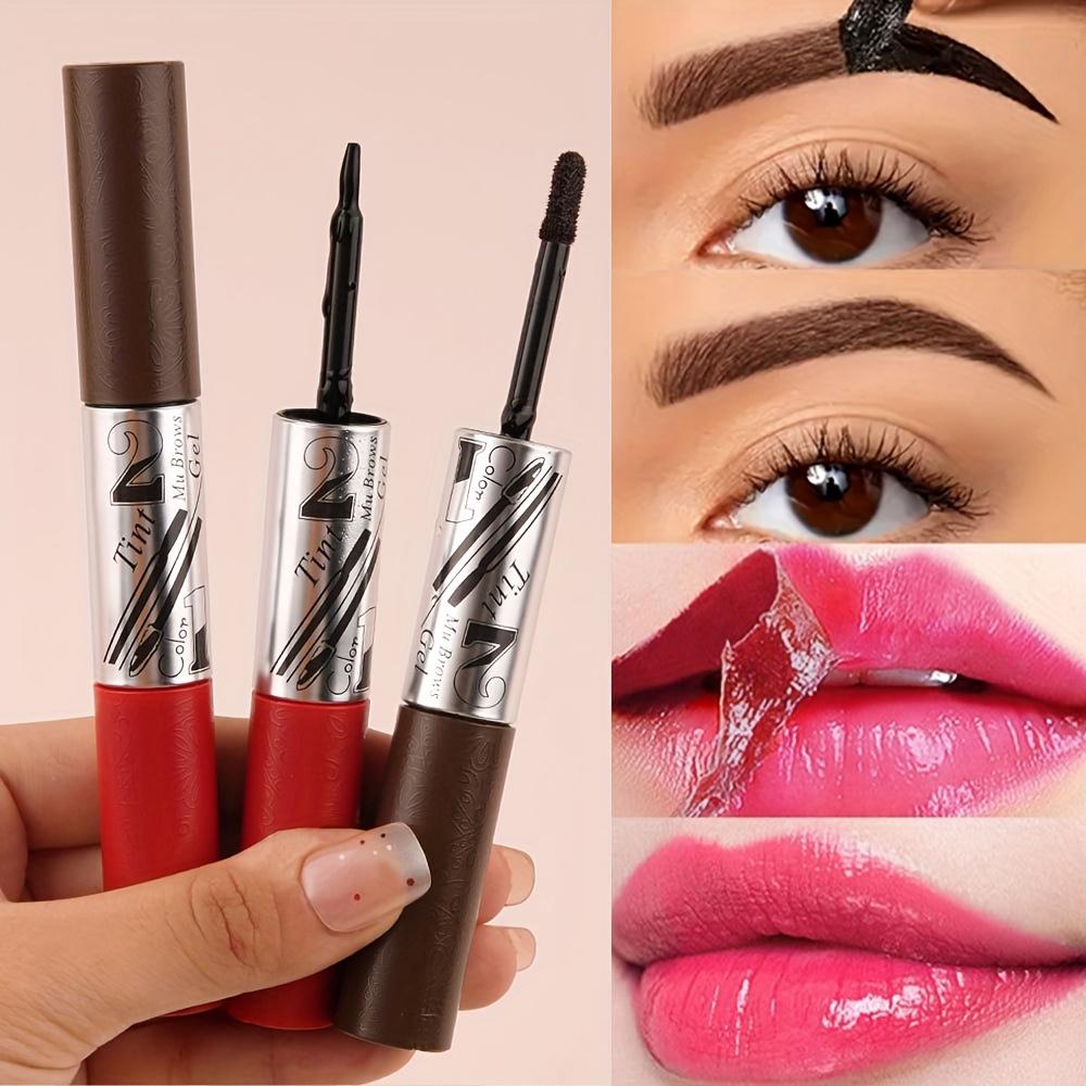 Gel per sopracciglia e tinta labbra 2 in 1 Strappabile Cosmetico Combinato Lunga Tenuta Colore Intenso Resistente al Sudore Trucco Peeling