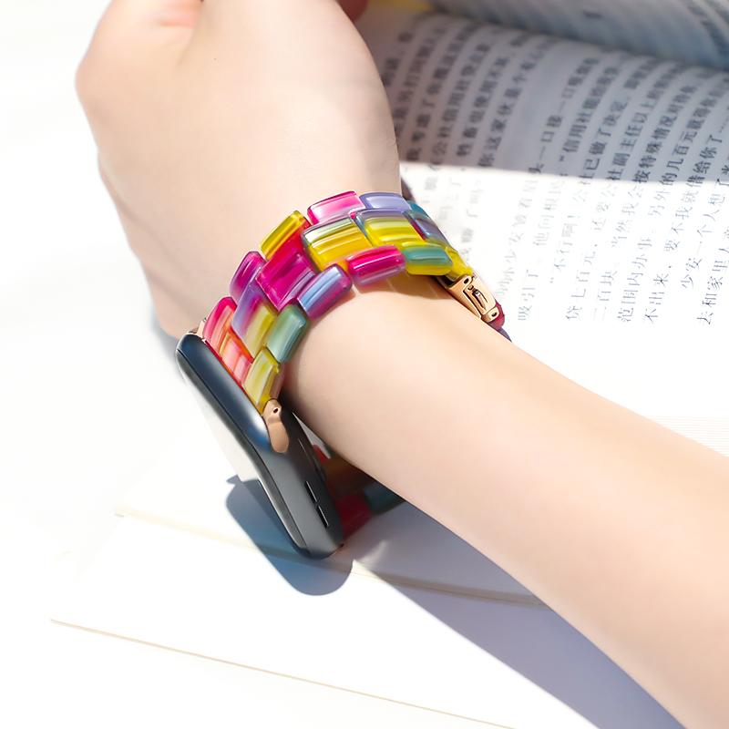 Resin Strap for Apple Watch Band 44mm 40mm 42mm 40mm Accessoreis Luxury Watchband Belt Bracelet iWatch Series 3 4 5 Se 6 Band
