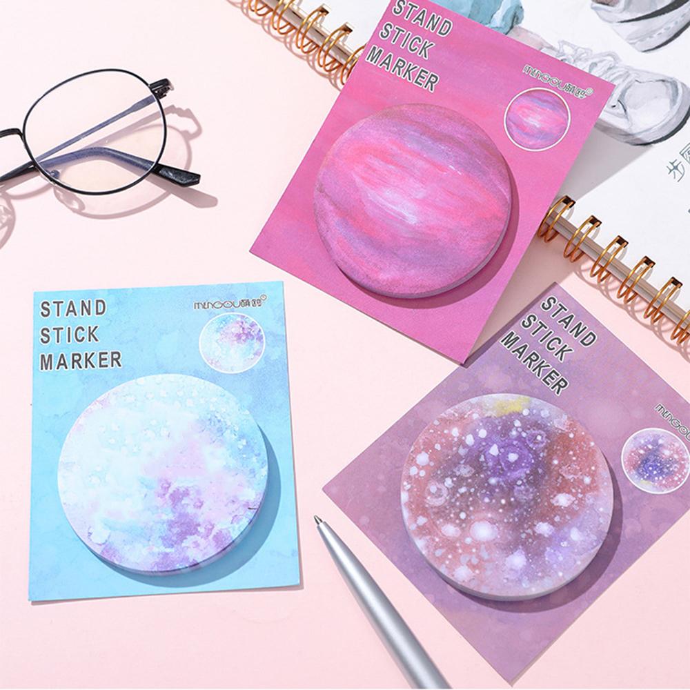 1 Piece Adhesive Cute Round Planet Notes Notepad Memo Pad Office School Supplies Stationery