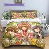 Cardcaptor Sakura Pattern Bedding Quilt Set Quilt Cover Pillowcase Home Decoration Birthday Gift (1 * duvet cover + 2 * pillowcase, without core)