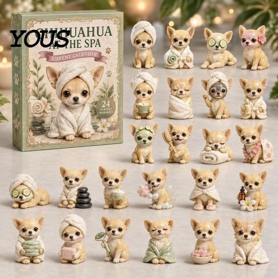 Xmas Party Favors 2026 Dog Christmas Advent Calendar, 24-Day Acrylic 2D Ornament Set Holiday Countdown Decorations with Cute Puppy Designs,