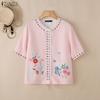 ZANZEA Women Casual Round Neck Loose Short Sleeve Floral Blouse