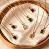 European & American Titanium Steel Necklace, Non-fading, Versatile, Fashionable Multi-color Square Pendant.