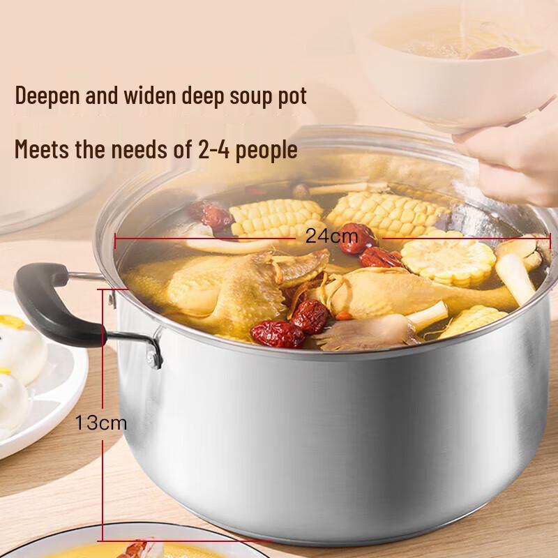 Midea 304 Stainless Steel 2-in-1 Steamer and Soup Pot