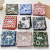 Flower Cotton Linen Print Scarves Floral Square Handkerchief Simple Small Square Scarf  Female