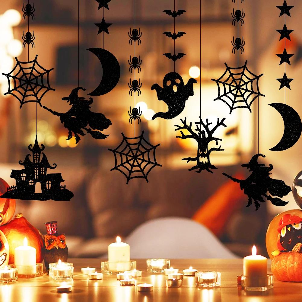 Six Piece Halloween Pendant Set with Witch Bat Spider Ghost for DIY Waterproof Party Decor