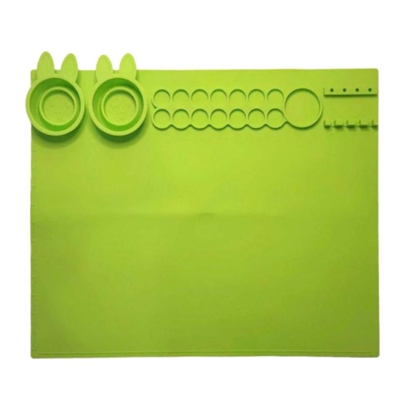 

Silicone Drawing Board with 16 Paint Tray, 7 Grids Palette, Cleaning Cup and 3 Pen Holder, Silicone Drawing Mat Pad 1 зелёный