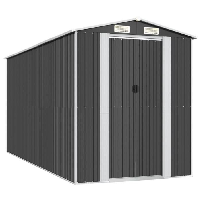 3147452 vidaXL Abri de jardin Anthracite 192x440x223 cm Acier galvanisé