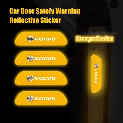 4PCS Car Door Sticker Safety Warning Reflective Mark For XC40 XC90 V40 V90 V60 XC60 S80 S60 S90 C40 V70 XC70