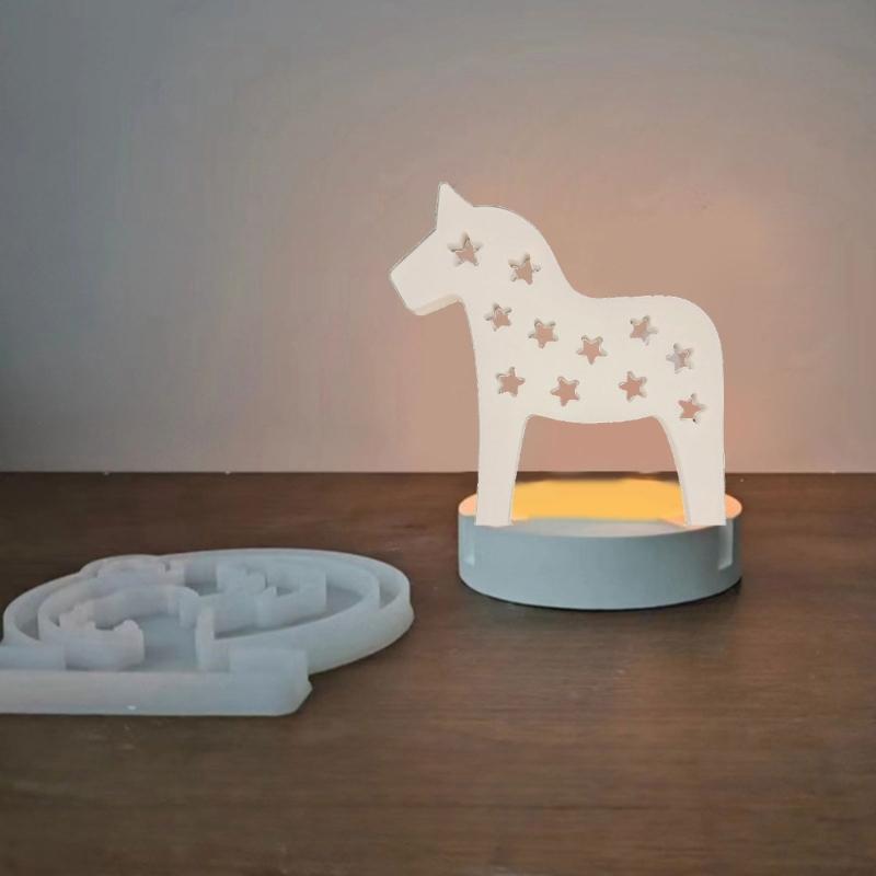 Horse Shape Candle Holder Molds with Base Flower Tealight Holder Molds Animal Resin Molds for DIY Craft Home Decorations