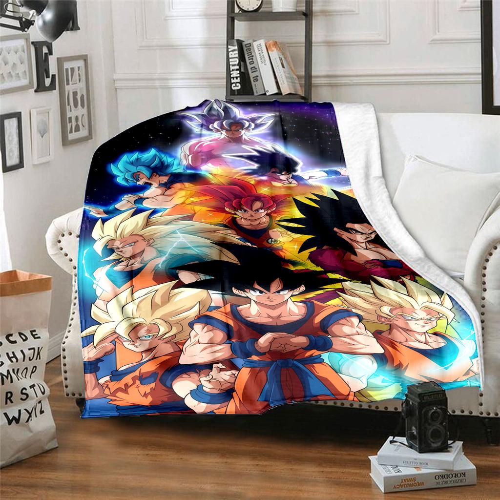 1 Stück Son Goku Druck Flanelldecke, Hohe Qualität für alle Jahreszeiten, Heimdekoration, Wärme und Komfort, Perfekt für Weihnachtsgeschenke