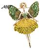 Alloy Lapel Pin Sparkling Rhinstone Ballet Fairy Brooch, Winged Dancer Girl Metal Bag Pin, Women Jewelry Accessories for Suit Dress Coat Scarf