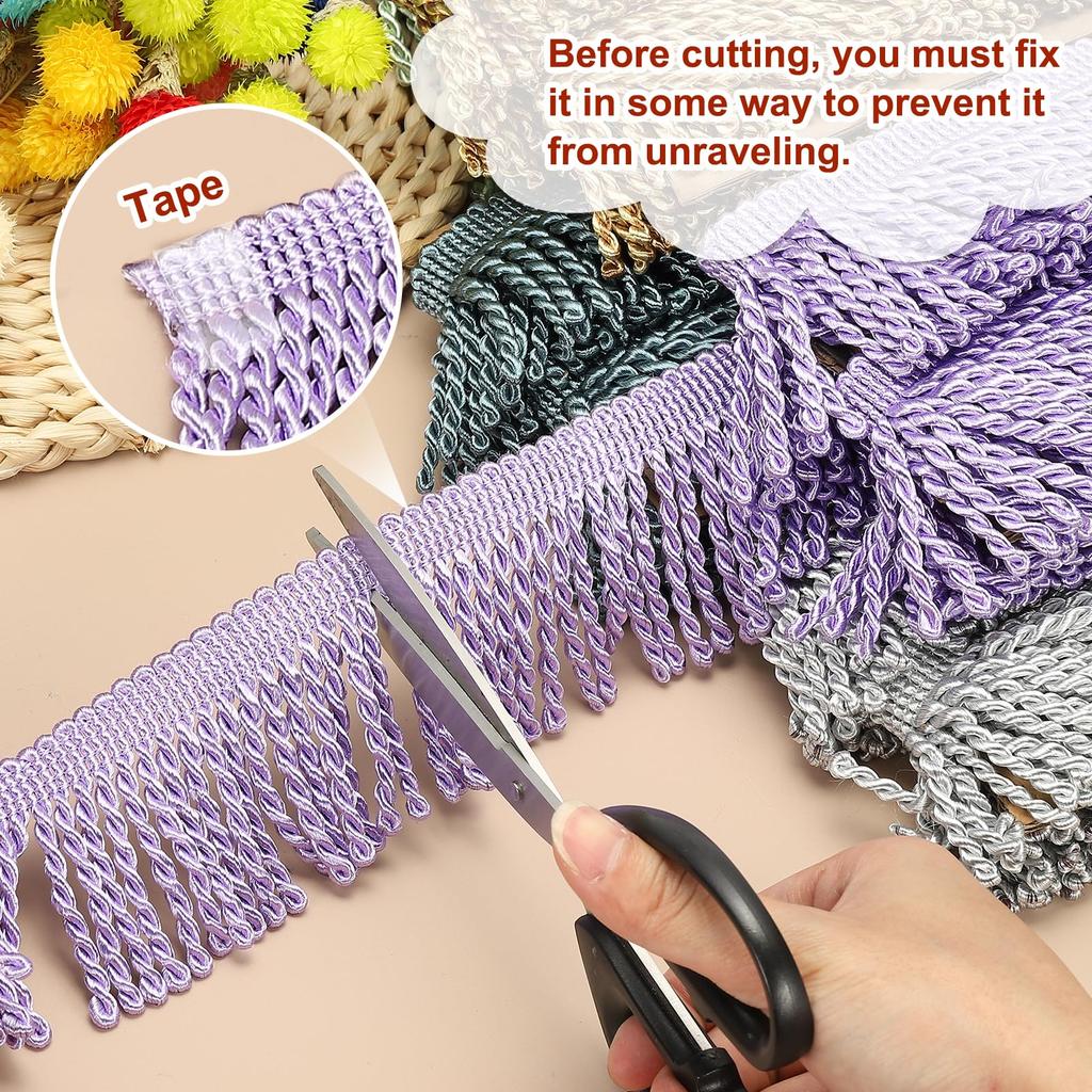 PATIKIL Yellow Fringe Trim, 5 Yards X 65mm, Curtain Tassel Fabric for Sewing Curtains, Sofas, Clothing, DIY Decoration