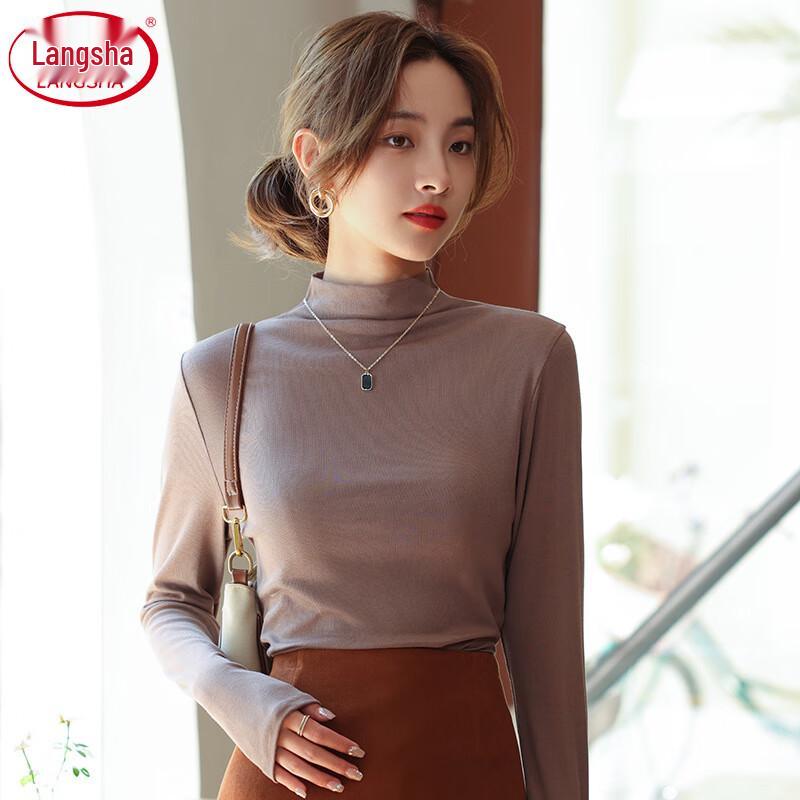 Langsha Women's Modal Mock Neck Long Sleeve Slimming Base Layer Top