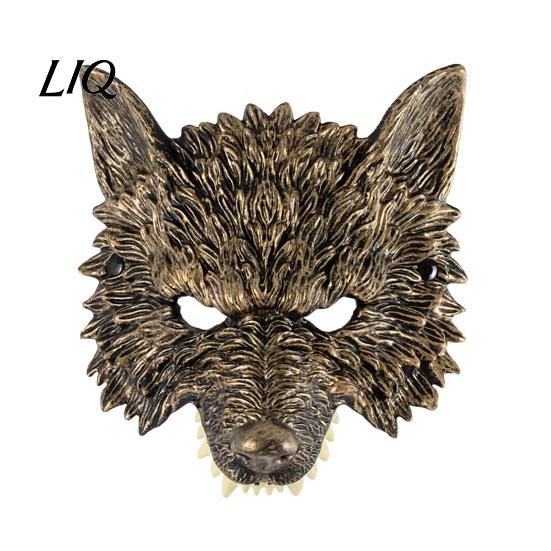 Medieval Wolf Mask 3D Head Mask, High Elastic Lightweight Comfortable Werewolf RP Material Costume with Adjustable Strap for Halloween Cosplay