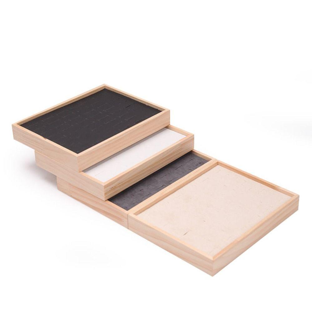 48 Grids Earrings Display Tray Velvet Ring Earring Holder Simple Wood Rings Tray  Home