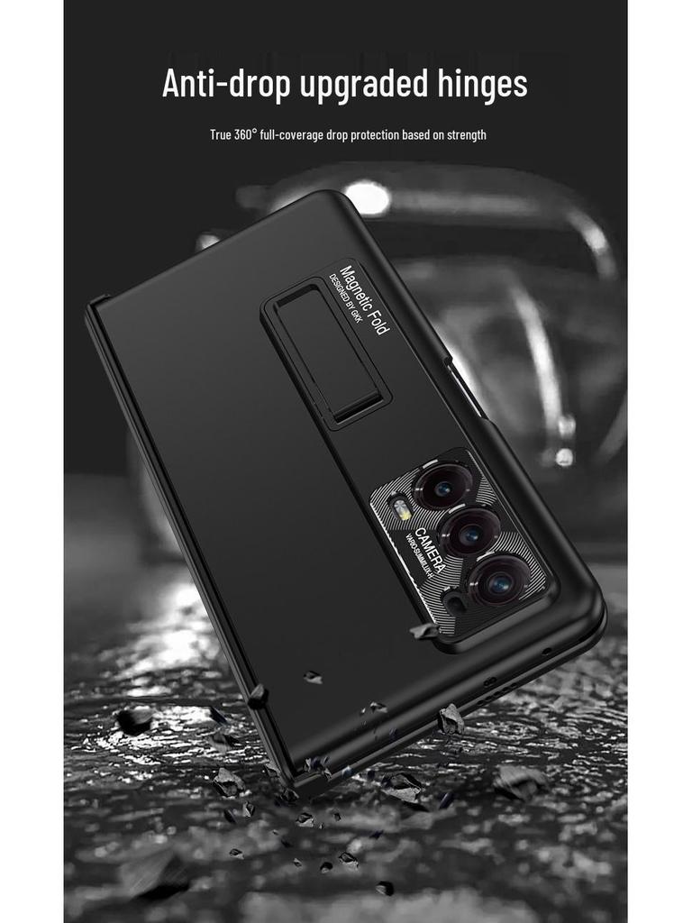 Magnetic Hinge Ultra-Thin Frosted Hard Shell Case for Honor Magic V2 - Stylish with Huawei V2 Bracket