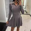 2024 European & American Women's Lapel Waist-Hugging Dress for Autumn/Winter