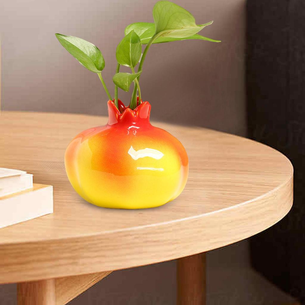 Ceramic Flower Vase Pomegranate Shaped Plants Holder Modern Floral Arrangements Hydroponic