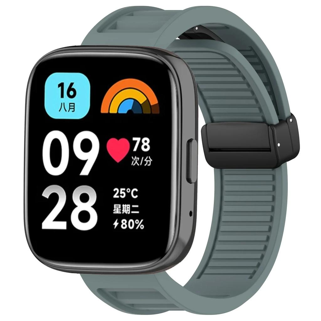 22mm Silicone Magnetic Buckle Band for Redmi Watch 3 Active/Lite Smartwatch Replacement Band for Xiaomi Redmi Watch 3 Lite Strap