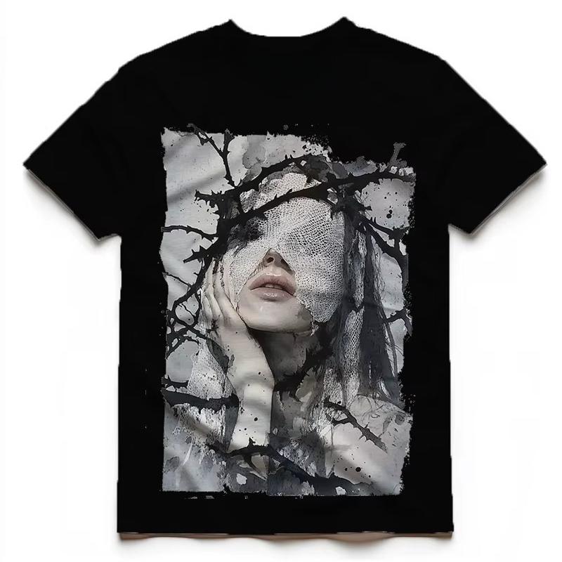 2026 Summer Fashion Trendy Tee American Retro Character Pattern T Shirts Fashion Trendy European And American High Streetwear Top