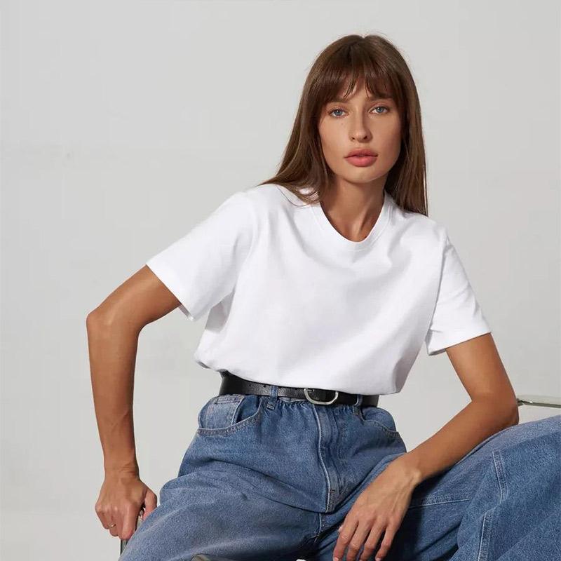 Basic Causal Solid Crew Neck Cotton T-shirt Women Loose Versatile Commuter Short Sleeve Tee Summer Simple Daily Lady Tops
