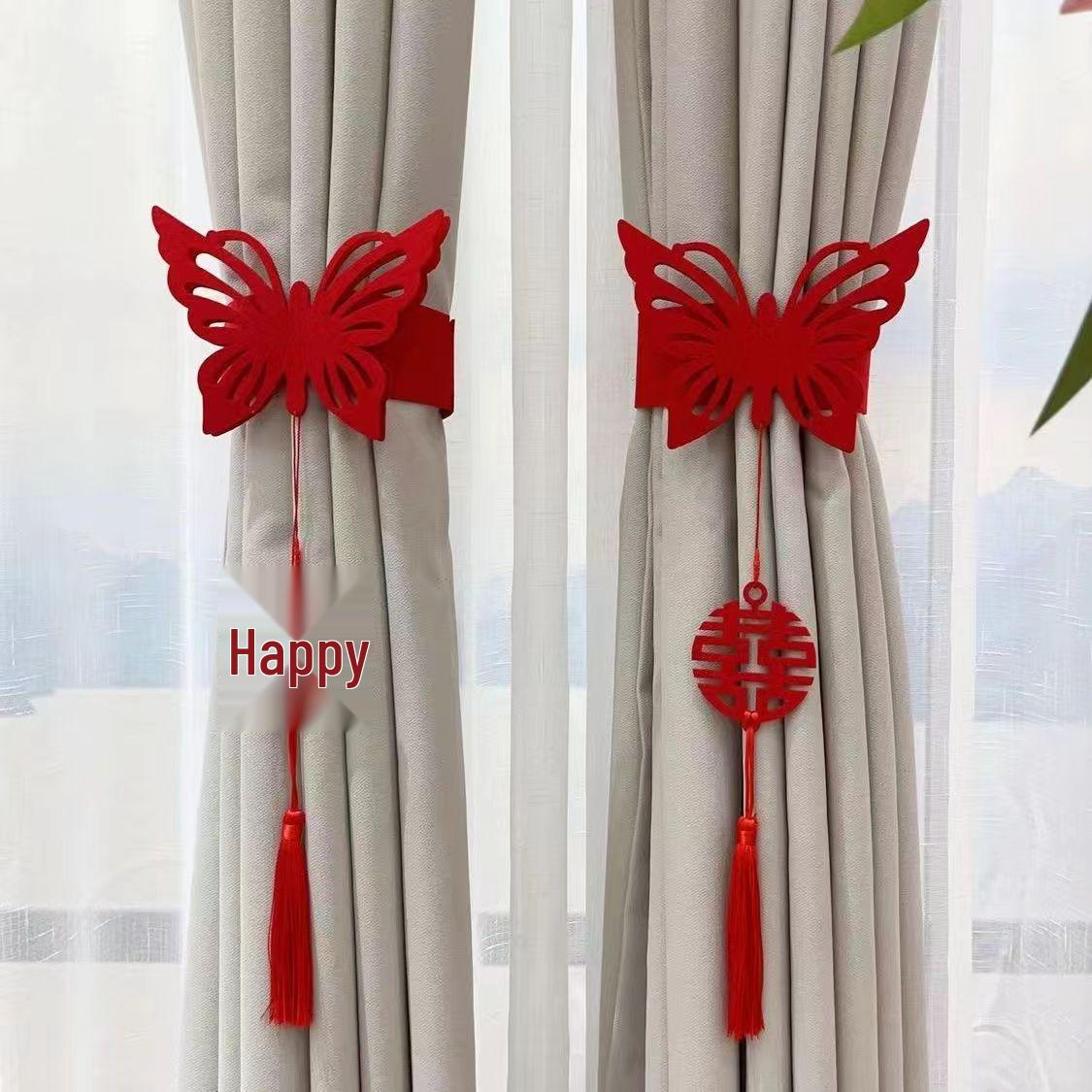 

Double Happiness Butterfly Wedding Curtain Tiebacks for Room Decoration