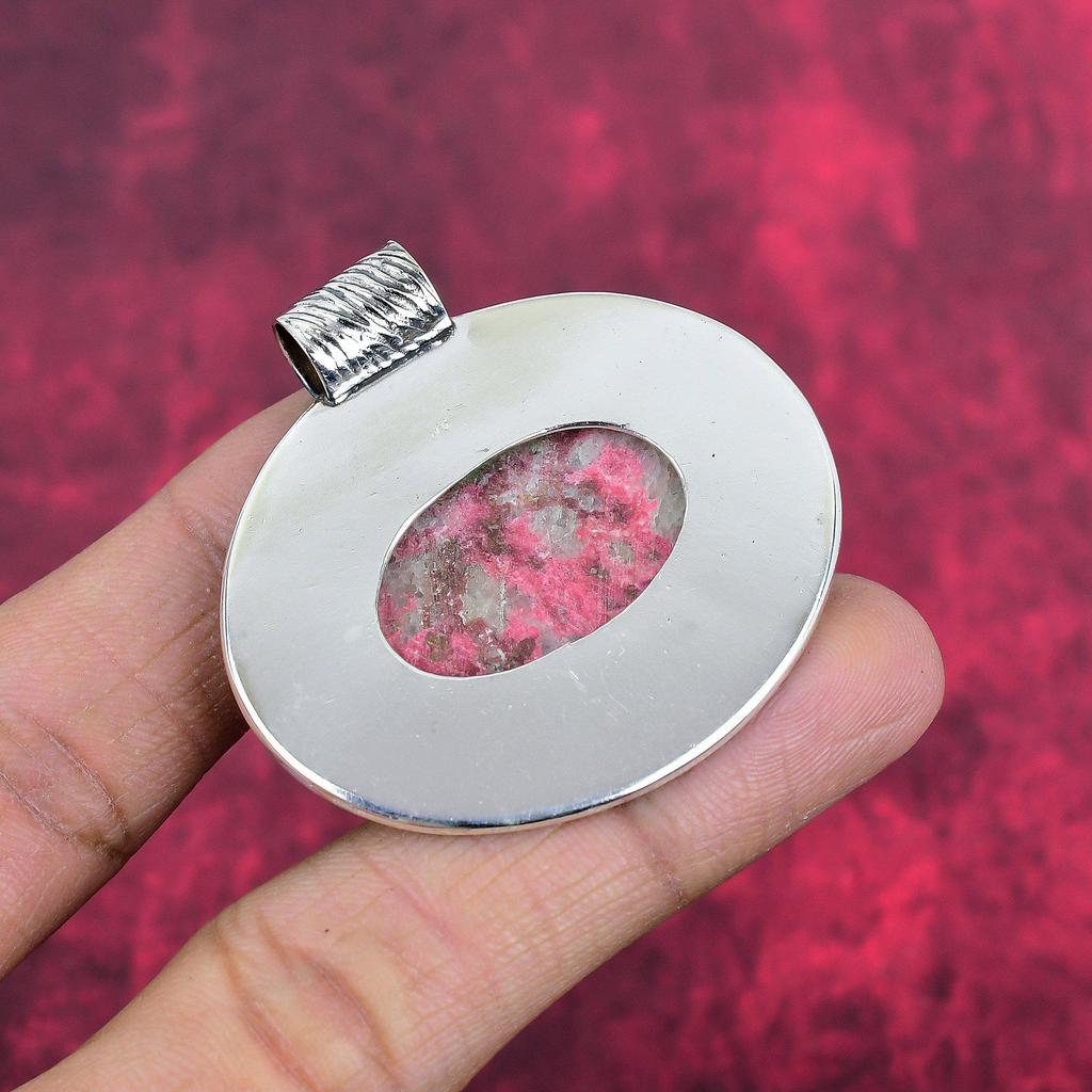 Pink Thulite Gemstone Pendant 925 Sterling Silver Jewelry, Handmade Antique Pendant Jewelry, Gift For Mother