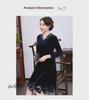 Plus Size European & American Celebrity Velvet Dress with Embroidery and Hollow Design