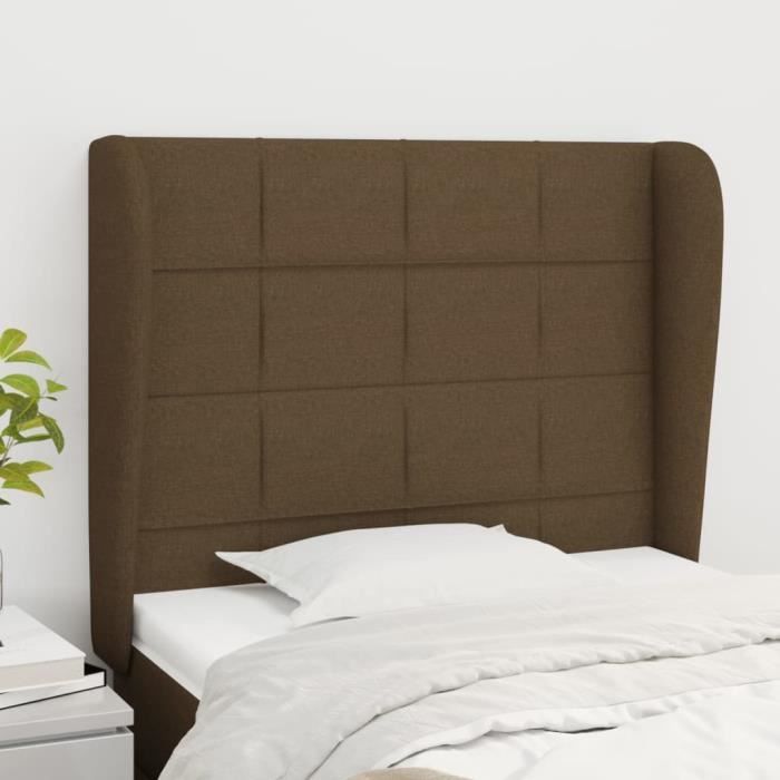 VidaXL Tête de lit avec oreilles Marron foncé 103x23x118-128 cm Tissu3117949