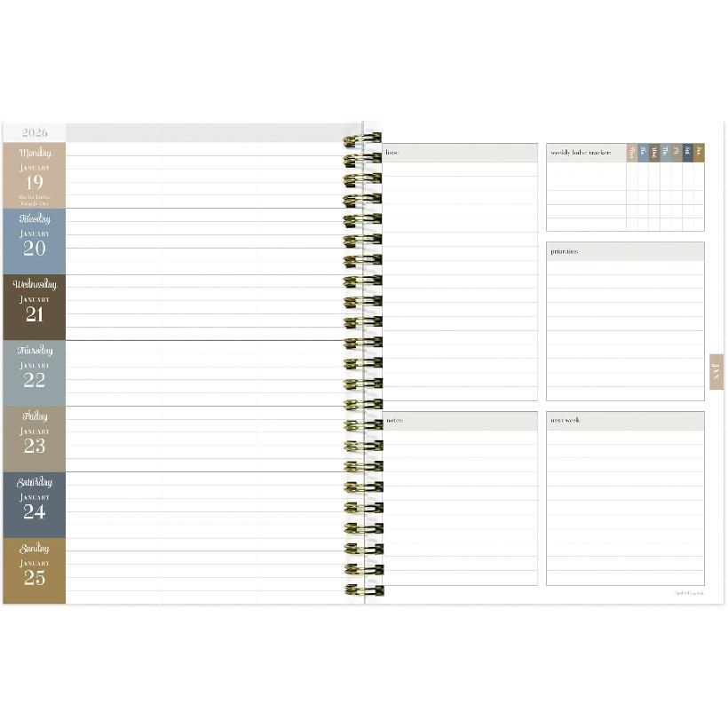 TF Publishing July 2025 - June 2026 Simply French Blue Medium Weekly Monthly Planner - 12 Month Academic Planner 2025-2026 with Durable Cover, Thick