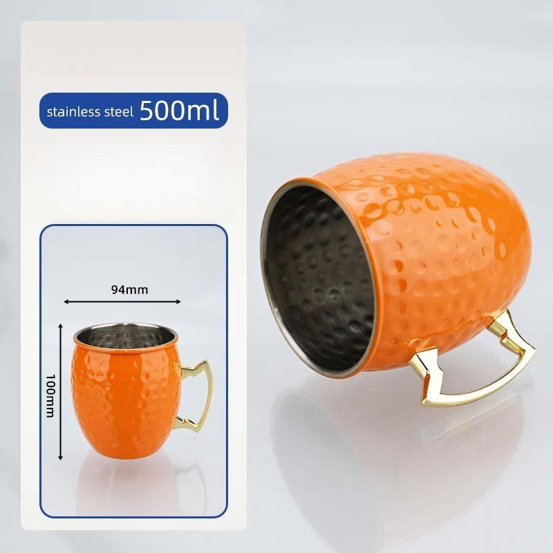 500ML Cocktail Wine Cup Moscow Mule Mug Pure ThickenedCup Hammered Copper Plated Beer Cup Coffee Bar Tools Drinkware for Ramadan
