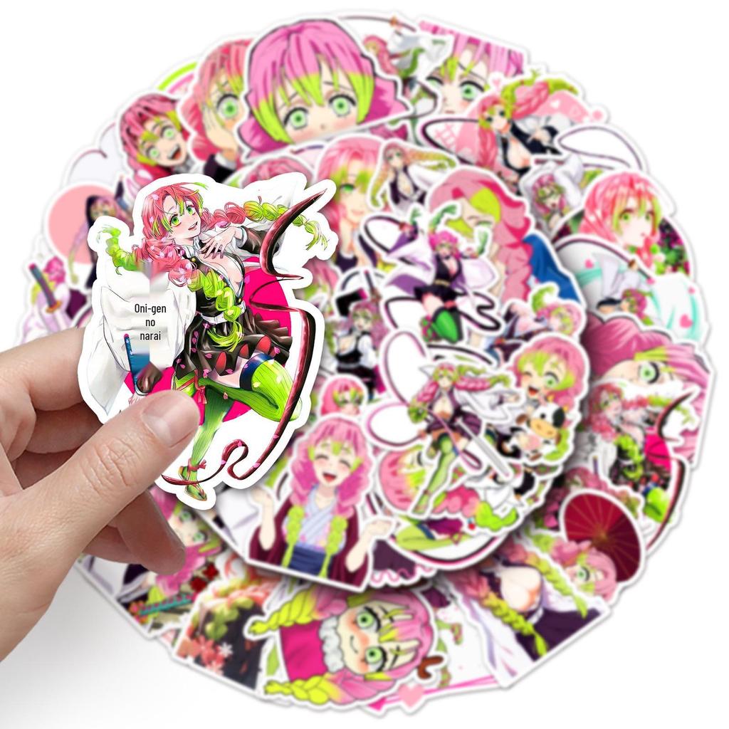 50 Japanese Anime Kanroji Mitsuri Stickers - Demon Slayer 2D, Waterproof for Journal Decoration.