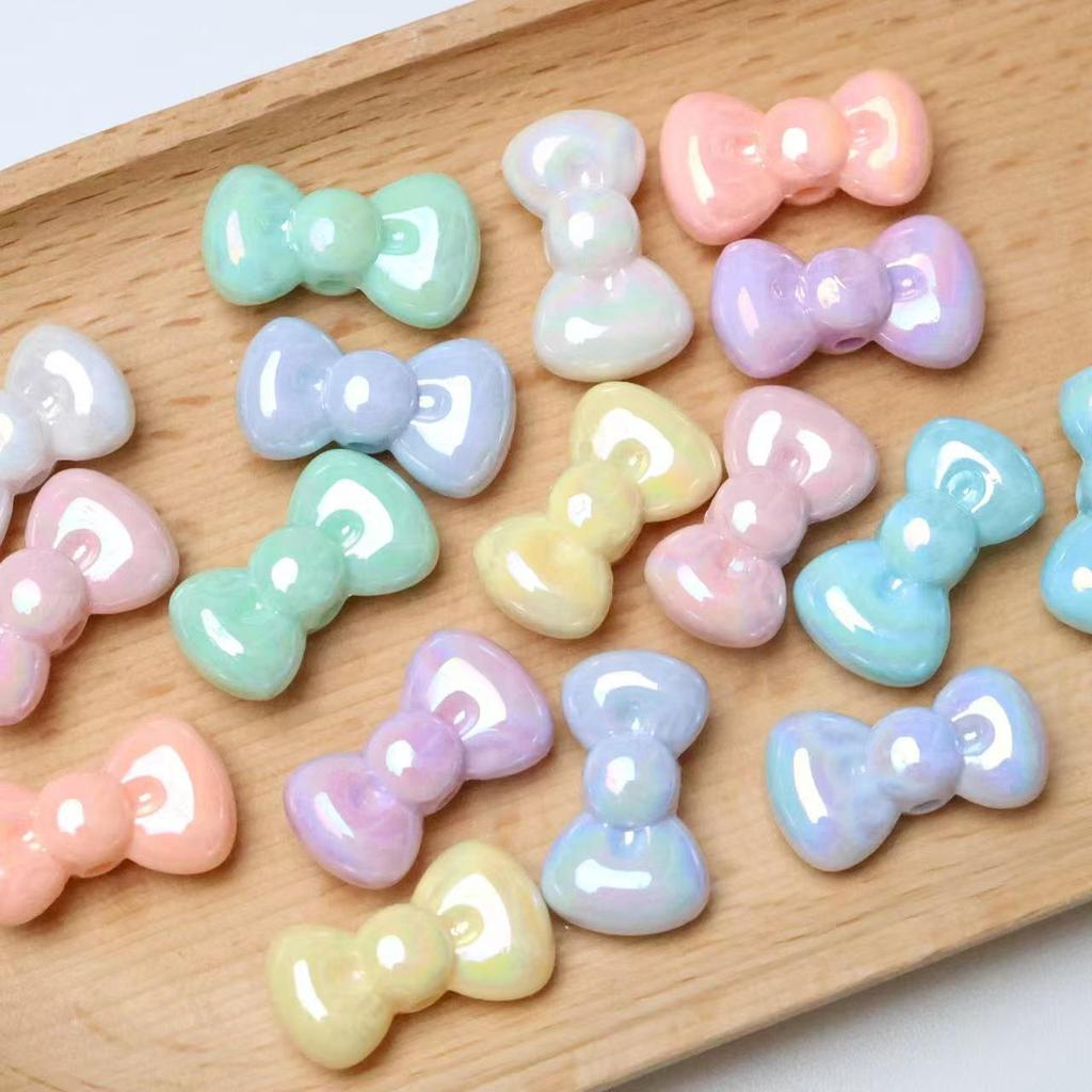 Colorful Electroplated AB Beads Bowtie DIY Phone Chain Lanyard Shoe Flower Accessory