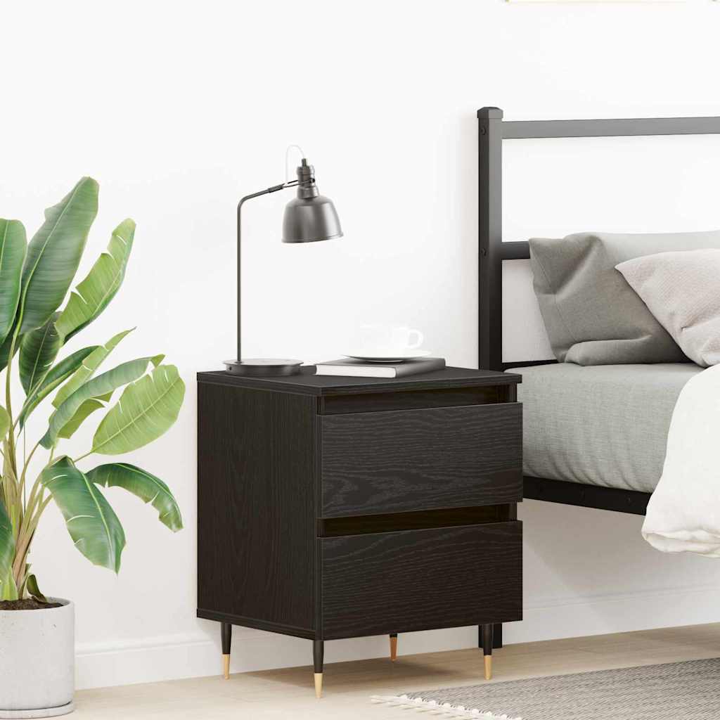 Nightstand Black Oak Effect 40 x 35 x 50 cm Engineered Wood