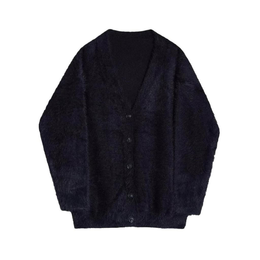 2023 Herbst/Winter Herren Lockerer Schwarzer Nerzstrick-Cardigan-Pullover